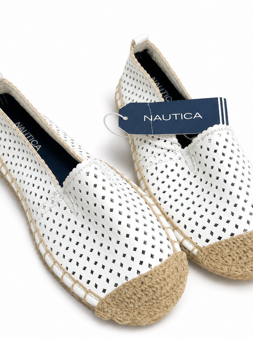 NWT Nautica Mali White Perforated Espadrille Flats Size 6.5